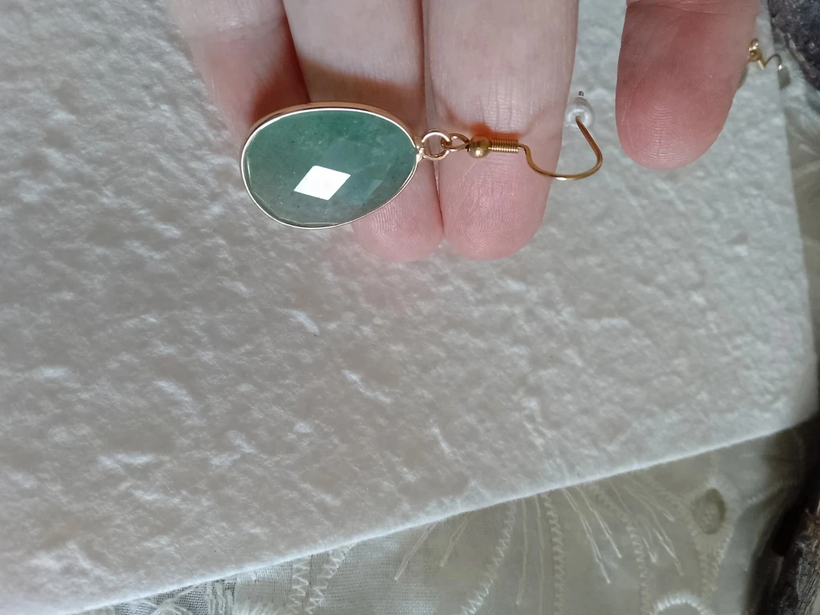 Boucles d'oreilles bohèmes pierres naturelles d'aventurine verte – photo 4